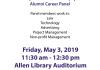 Alumni Panel flyer- all information in the text