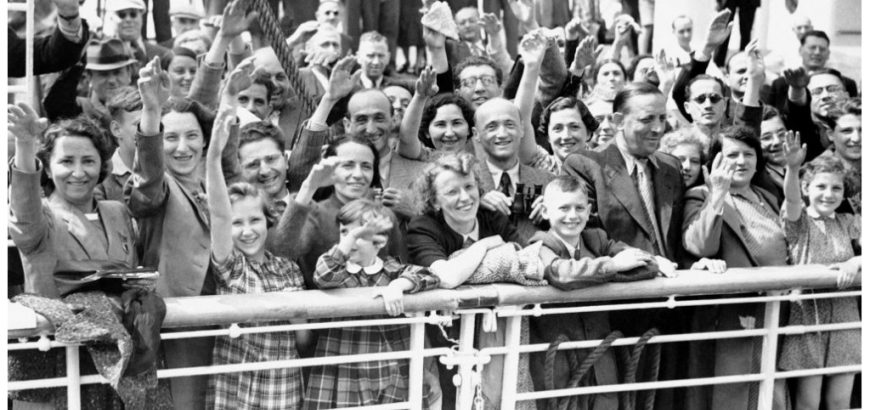 An AP photo from June 1939 shows German Jewish refugees returning to Belgium after being denied entry to Cuba and the US.